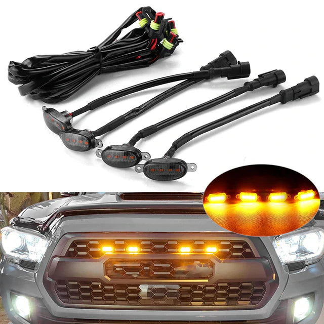 Gmc Smoke Front Grill Yellow LED Light 4 pcs Set