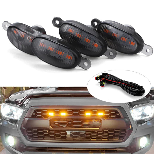 Gmc Smoke Front Grill Yellow LED Light 4 pcs Set