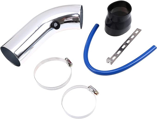 Universal Aluminum Air Intake Pipe / Hose Air Filter Intake System Duct Tube Kit (Silver)