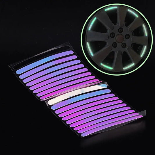 Universal Luminous Tire Sticker Colorful Hub Reflective Decal RIm Stickers Car Styling And Motorcycle Styling 20 Pc