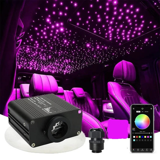 Liuhawk Single Head Galaxy Fiber Optic 9.5ft Starlight Headliner Kit  900 Pcs 0.5mm with 100 pcs 1mm Meter Shooting Star, Sound Activated Remote APP Control CAR And HOME Roof Decor