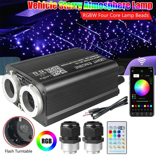 Liuhawk Double Head Galaxy Fiber Optic 9.5ft Starlight Headliner Kit (300pcs 0.75mm+500pcs 0.5mm)&(300pcs0.75mm+500pcs0.5mm) with 100 pcs 1mm Meter Shooting Star, Sound Activated Remote APP Control CAR And HOME Roof Decor