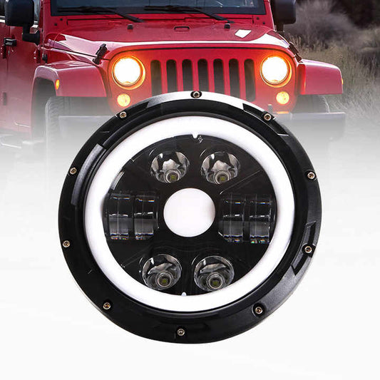 Jeep Round Headlight 7 Inch Projector style Full DRL 2 pcs Set