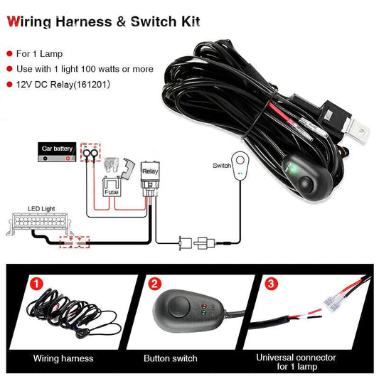 Flasher Switch Kit Relay Harness Wire On-Off Switch Cable Wiring 1 Pc